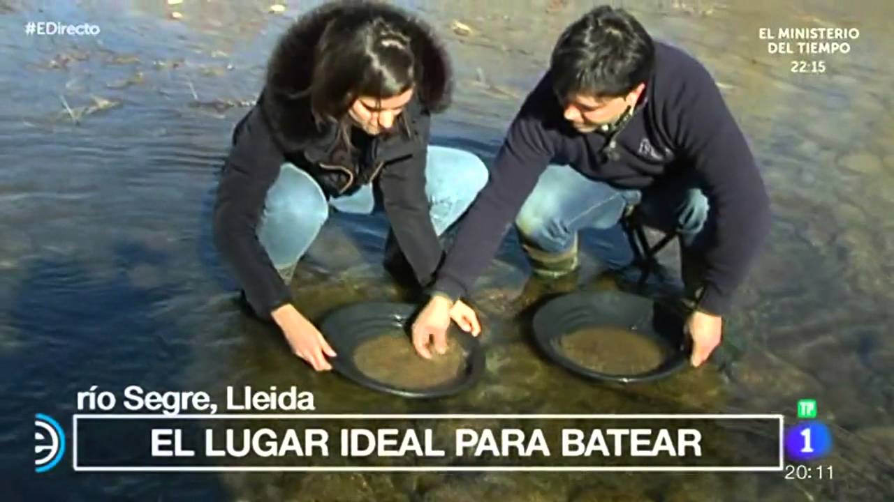 Buscando oro en Espa&ntilde;a (r&iacute;o Segre) con criba, canal&oacute;n esclusa y batea.