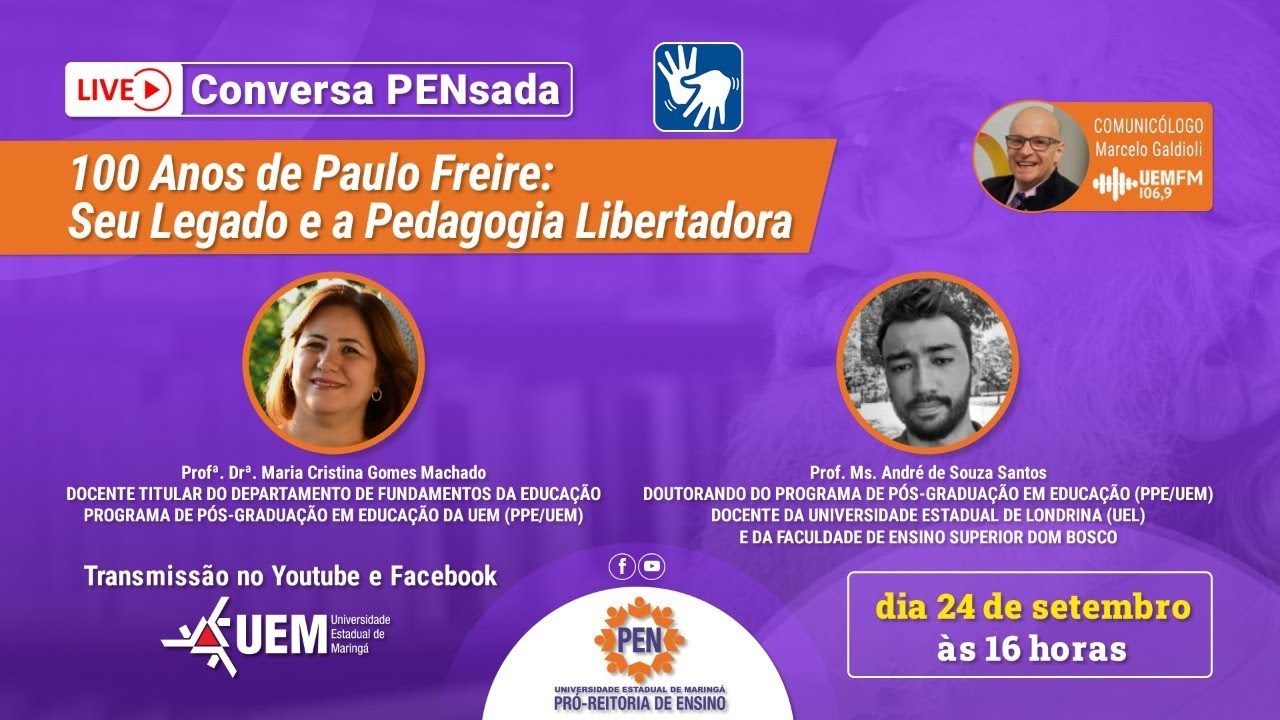 100 Anos de Paulo Freire: Seu Legado e a Pedagogia Libertadora - 24/09 - 16h
