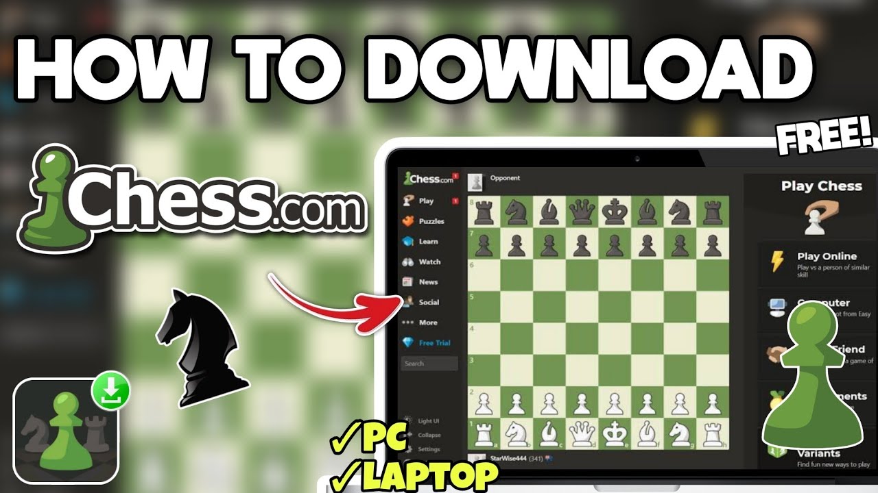 Как скачать и играть в шахматы (Chess.com) на ПК или ноутбуке &mdash; простое пошаговое руководство (2025)