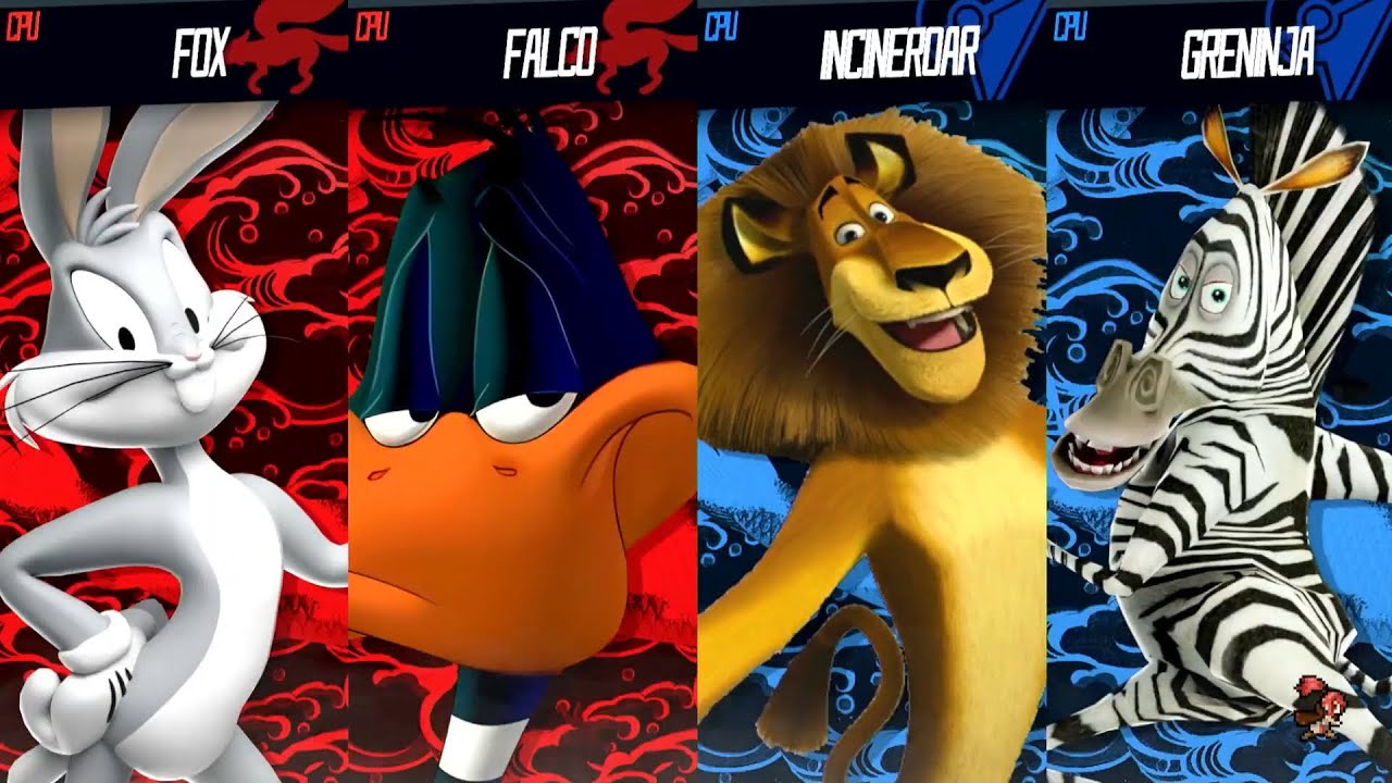 Bugs Bunny & Daffy Duck Vs Alex & Marty - Requested Smash Battle