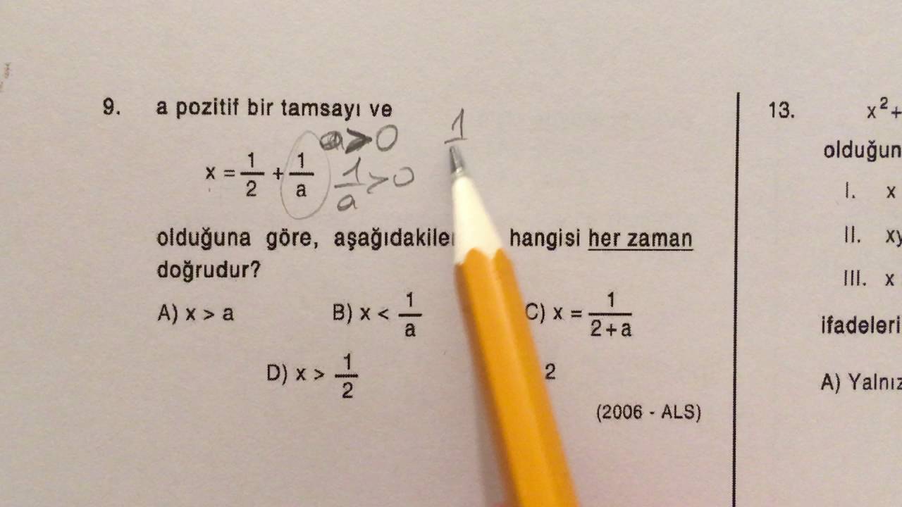 ösym sınavlarında çıkmış matematik soru çözümleri - basit eşitsizlikler test 3/3