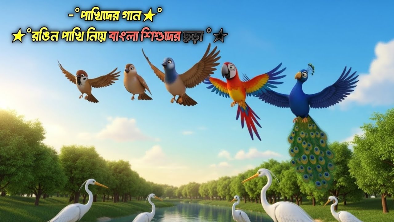 পাখিদের গান | রঙিন পাখি নিয়ে বাংলা শিশুদের ছড়া | Bangla Kids Rhyme 3D Animation 2025 