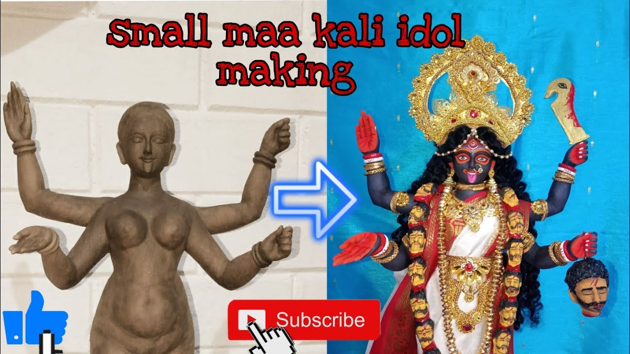 Small kali murti making/How to make small kali idol/ kali murti banana/Kali murti making with clay.