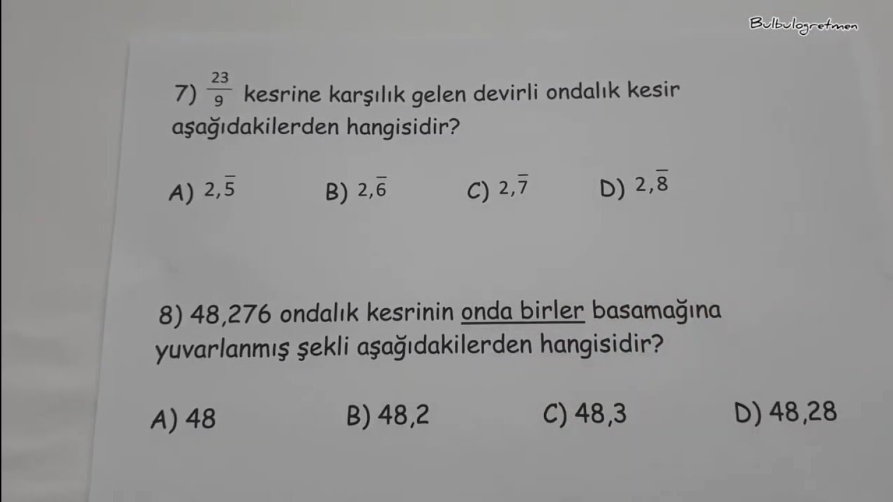6.sınıf matematik 1.dönem sonu deneme sınavı @Bulbulogretmen   #matematik #6sınıf