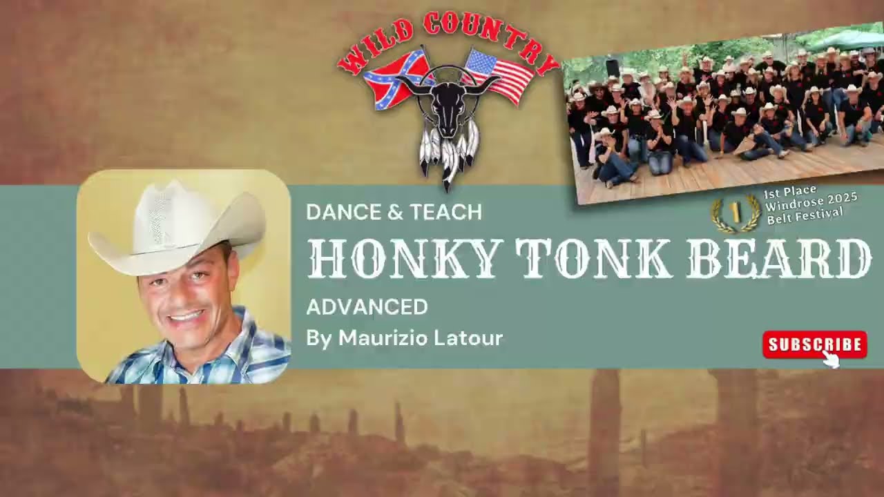 HONKY TONK BEARD Tutorial - Country Line Dance - Maurizio Latour (Wild Country)