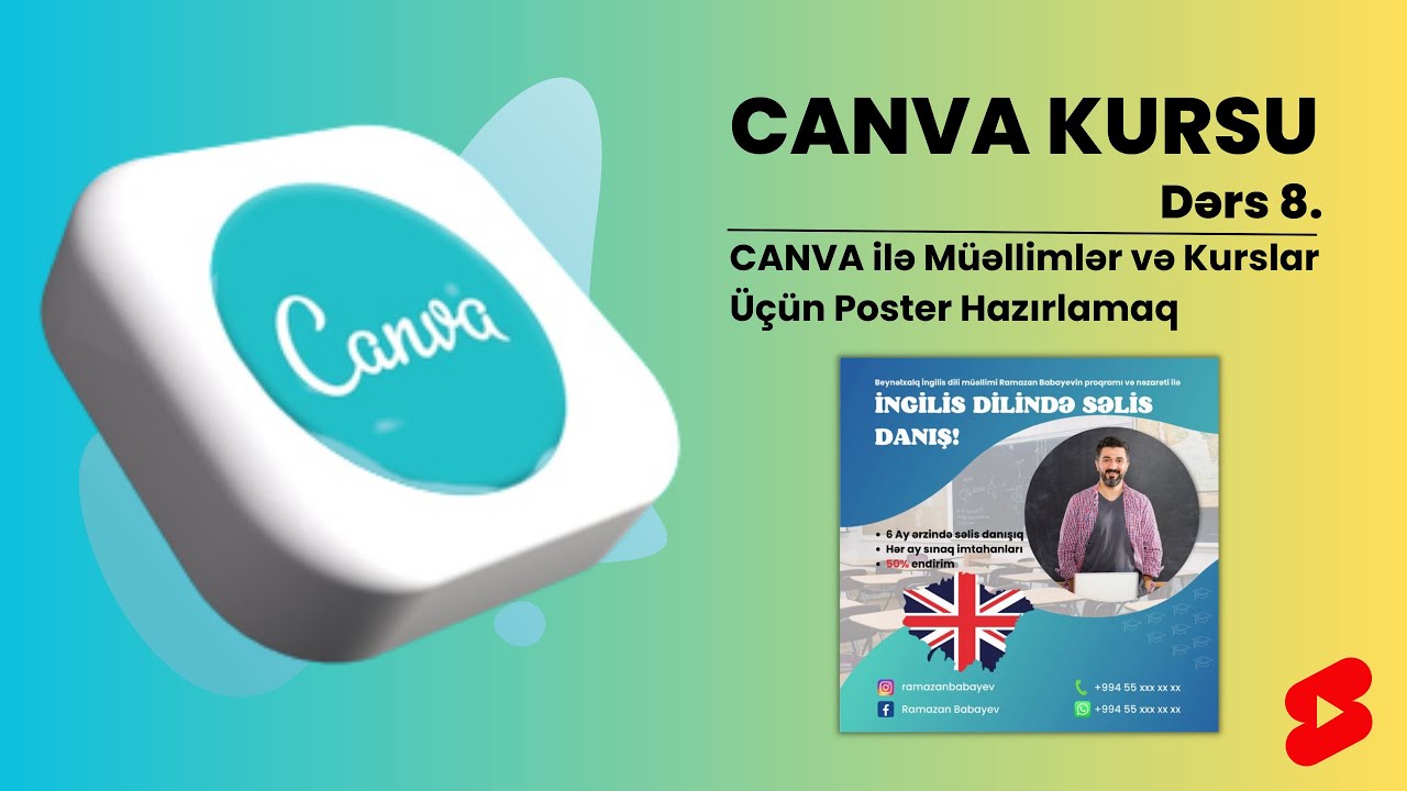 CANVA ilə Müəllimlər və Kurslar Üçün Poster Hazırlamaq | Dərs 8. | #canva #qrafikdizayn #poster