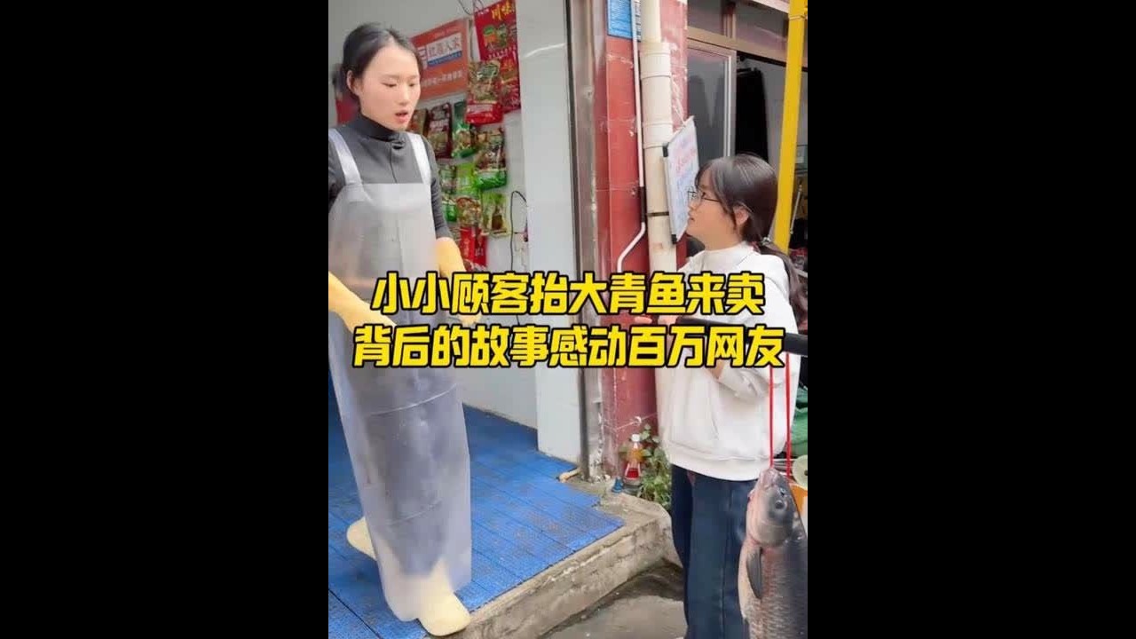 小小顾客抬大青鱼来卖 背后的故事感动百万网友 小小顾客抬大青鱼来卖 背后的故事感动百万网友#菜市场 #刀工 #杀鱼技术 #记录真实生活