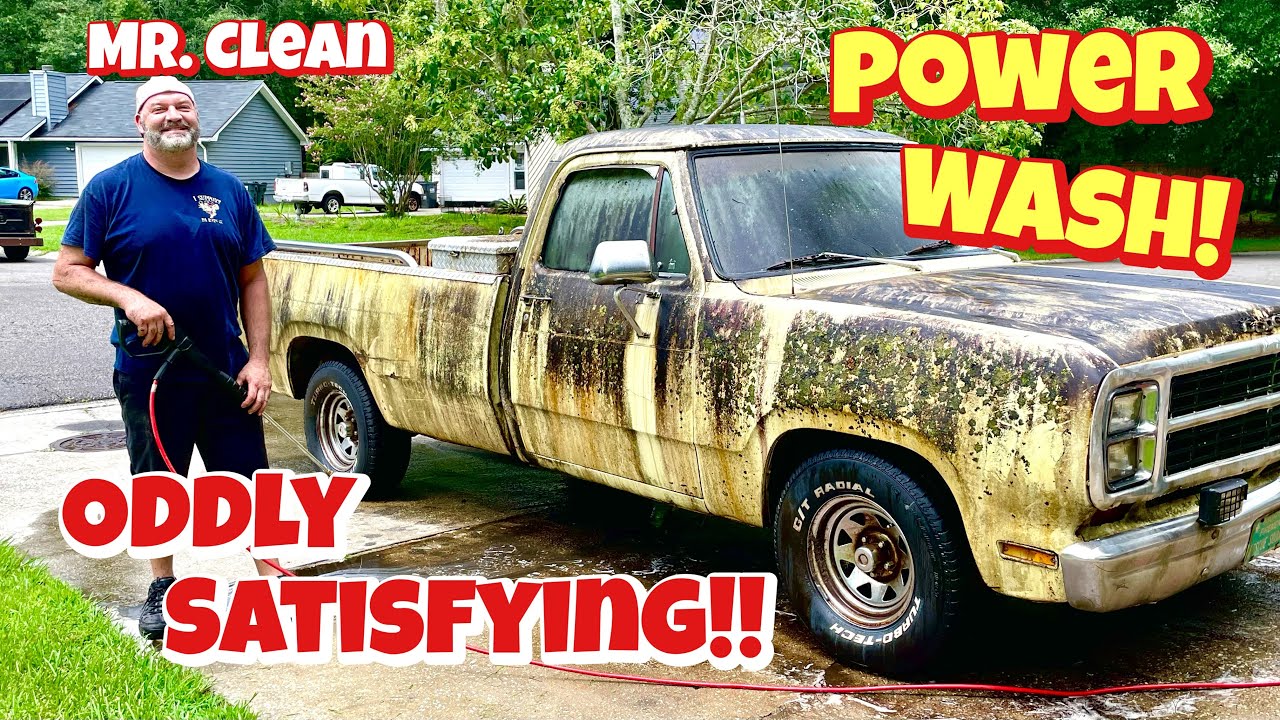 Pressure wash!!! * 1980 Dodge D100 gets a bath! *  Ya filthy animal!