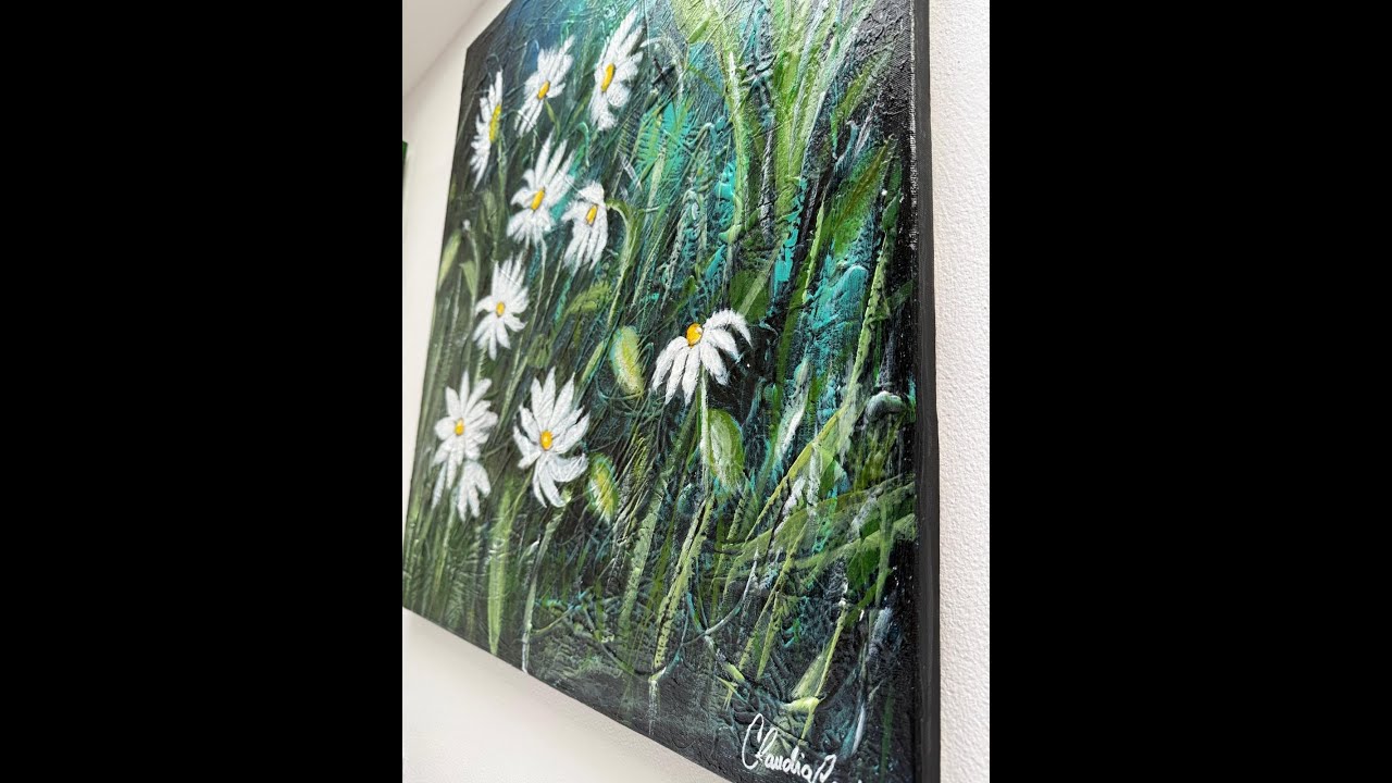 Relax &bull; Breathe &bull; Enjoy | Abstract Floral Canvas with Soothing Textures