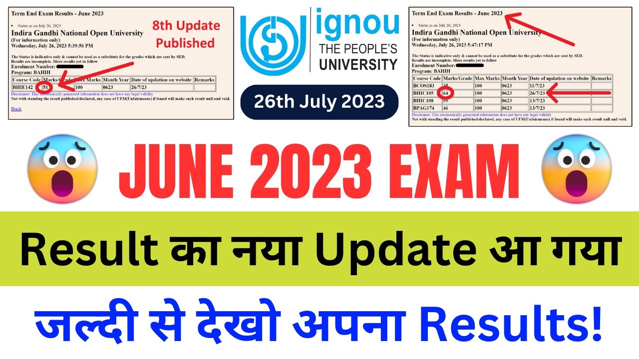 (Breaking News) IGNOU Published June 2023 Examination Result 8th Update | Check Your Result Quickly!