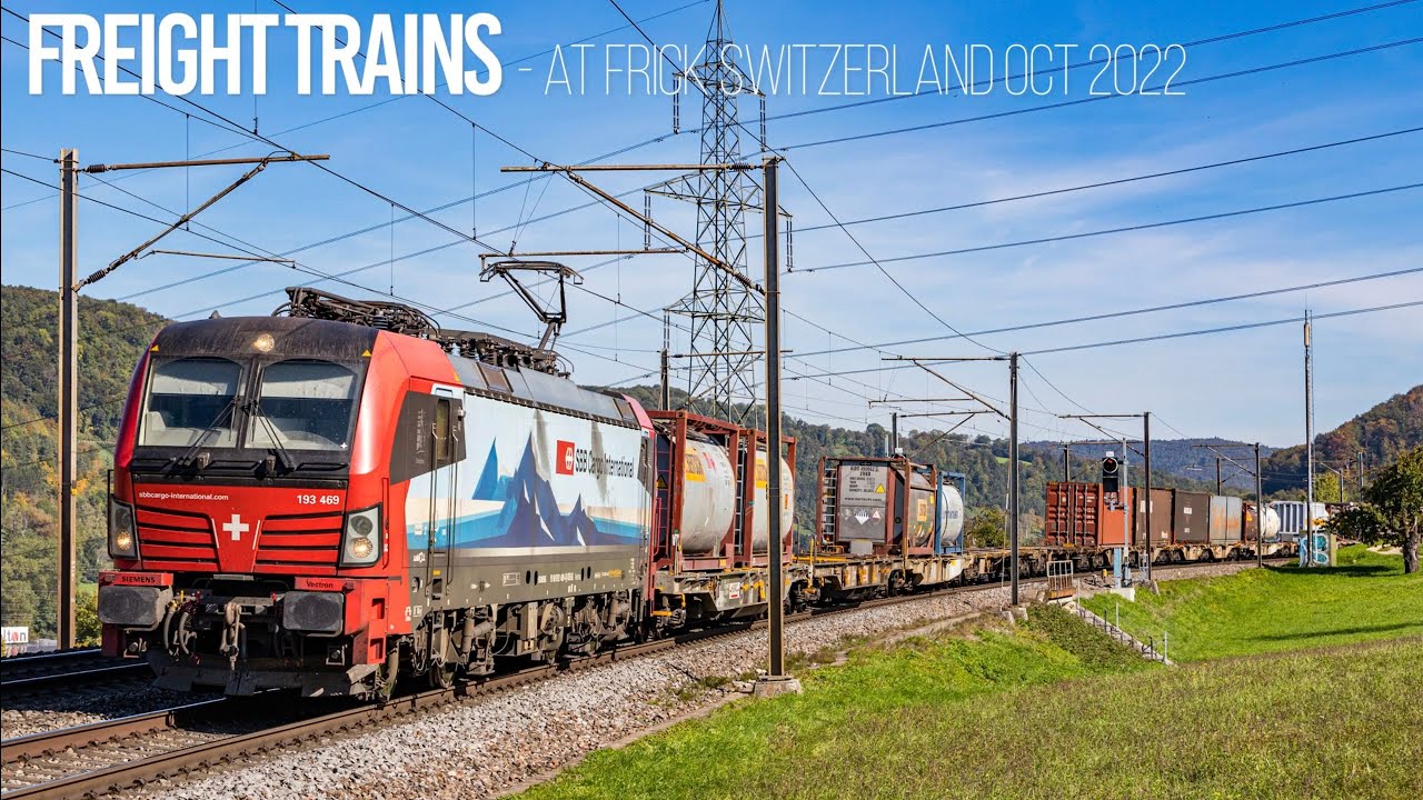 [4K60] Freight Trains / Zugverkehr at Frick (Switzerland) - October 2022