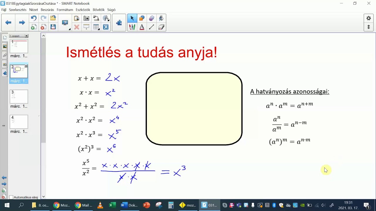 Egytagú algebrai kifejezések szorzása, osztása - matematika, 7. osztály