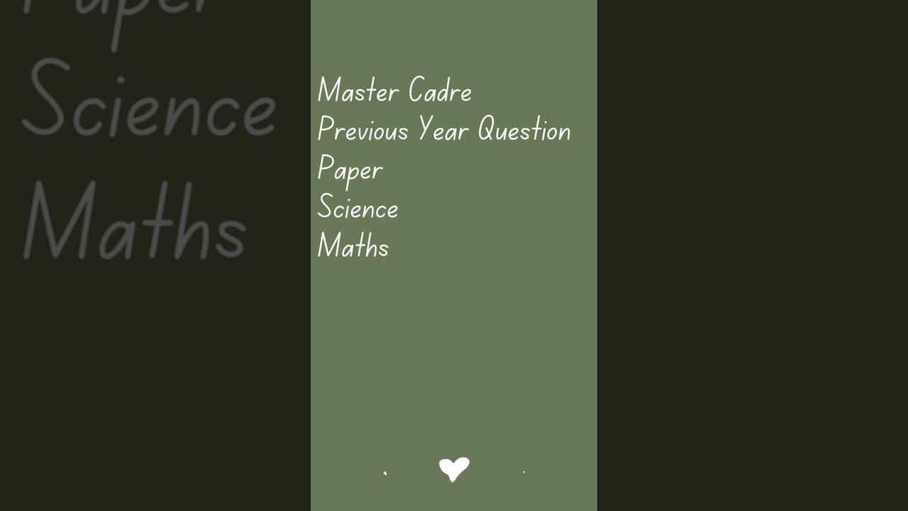 Master cadre previous year question paper || Science || Maths || Link in description 