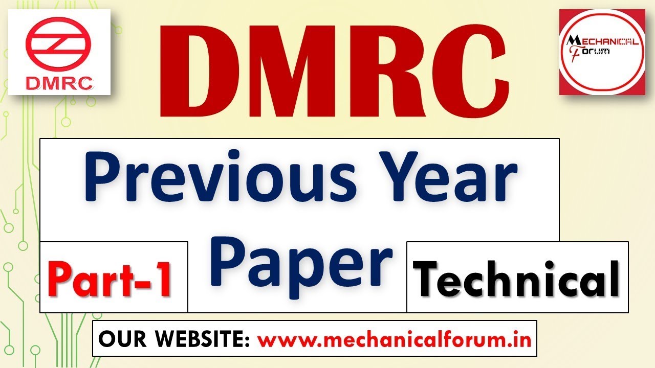 DMRC JE Previous Year Questions Solved | DMRC JE 2018 Mechancial Preparation -Part 1