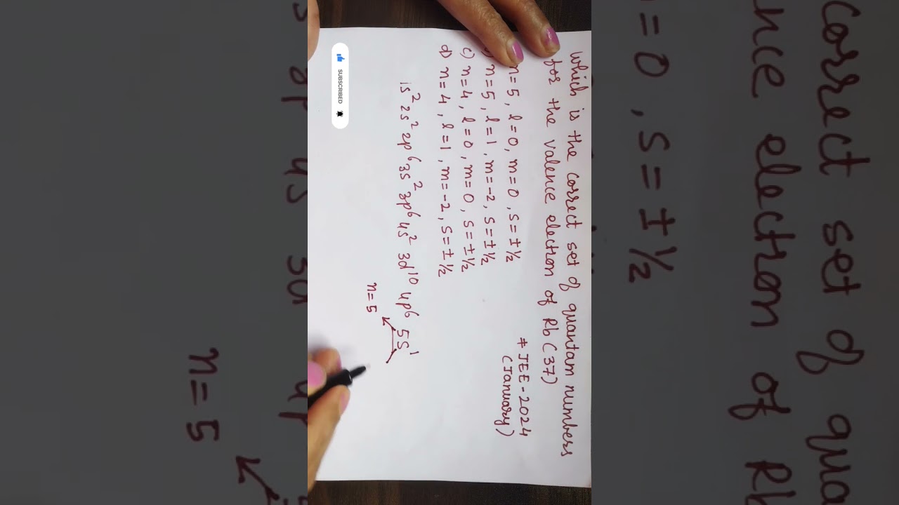 To calculate the set of quantum numbers for valence electron of given element
