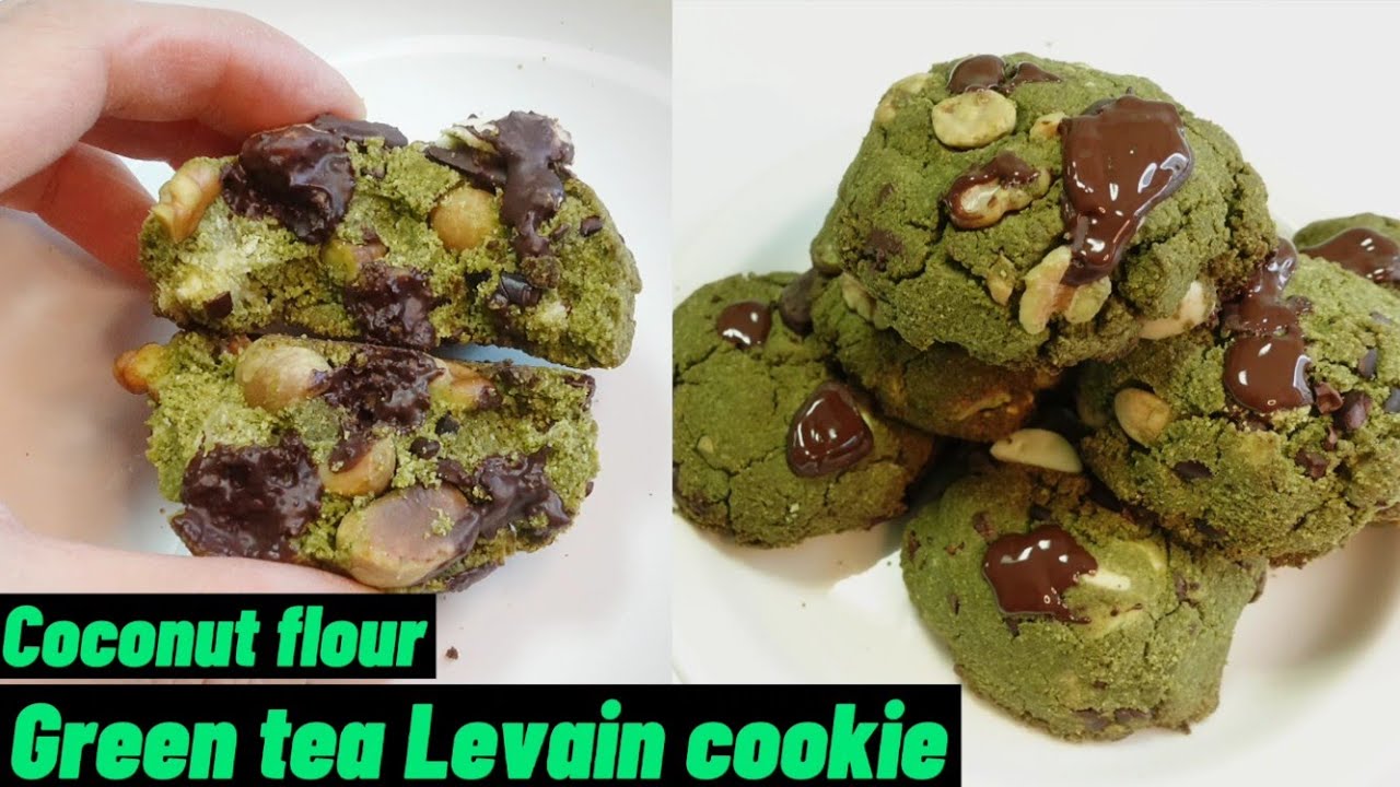 Sub) 코코넛 가루 녹차 르뱅 쿠키(저탄수) | Coconut grean tea Levain cookie ( low carb)