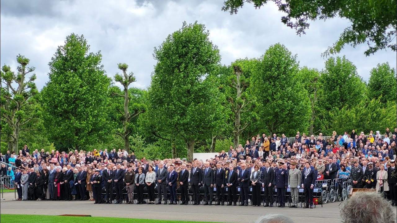 Memorial day Margraten 2025. Missing man formation, Spitfire, Hercules, 4x F35