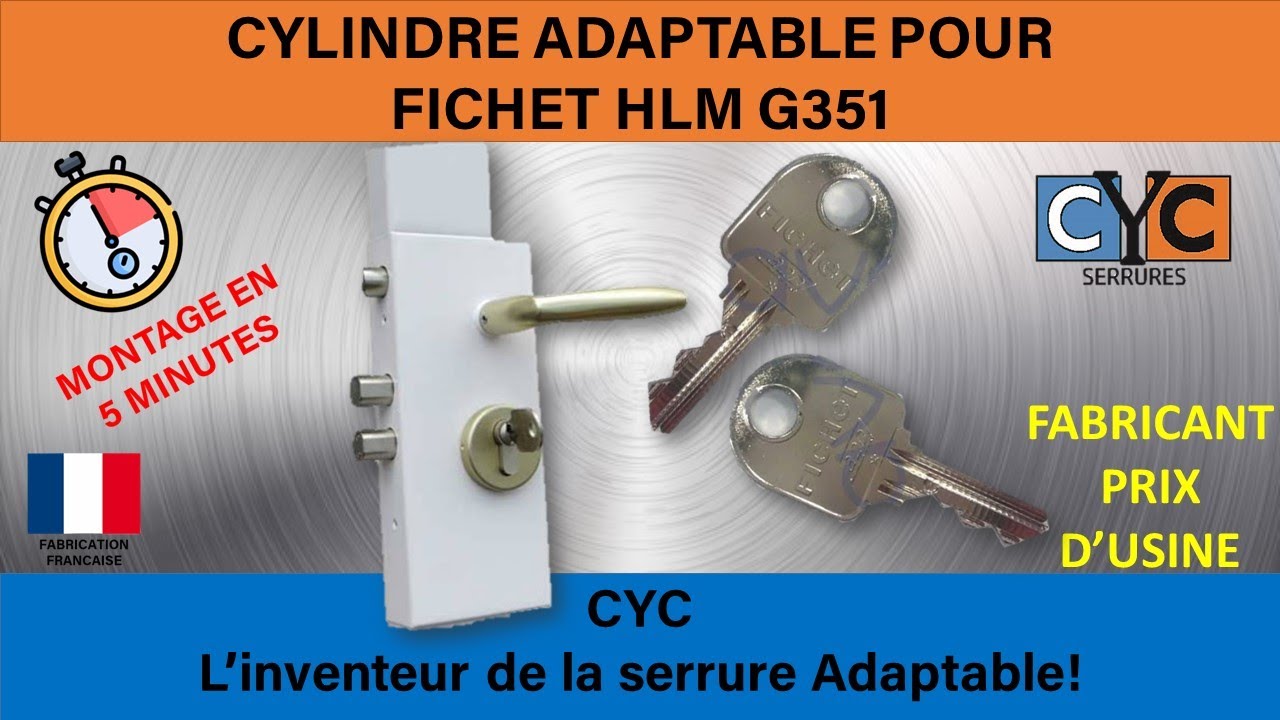 TUTO :cl&eacute; FICHET G351 TYPE FORTISSIME serrure changer remplacer par un adaptable CYC  d&eacute;brayable