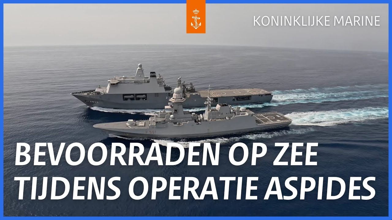 Zr.Ms. Karel Doorman bevoorraadt ITS Virgino Fasan | OPERATIE ASPIDES