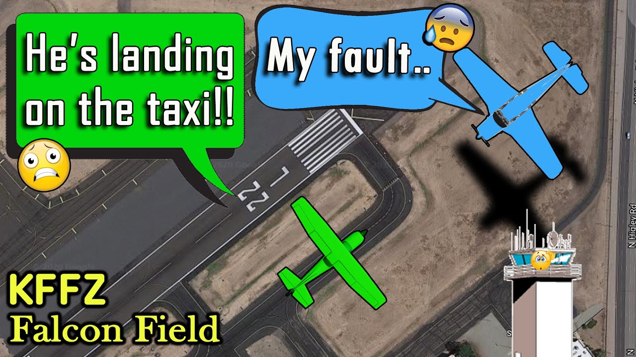 Bonanza nearly lands on taxiway at Falcon Field, AZ | Cessna GIVES WARNING