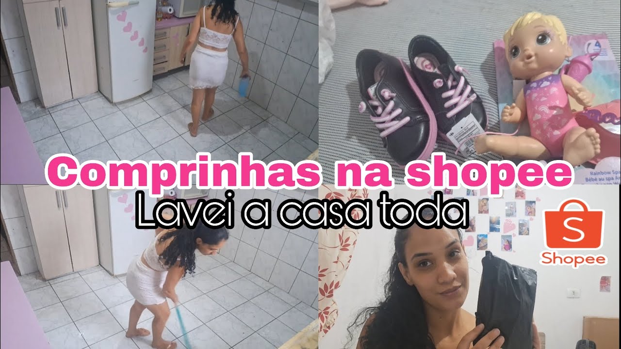 MEU MATERIAL DE CÍLIOS CHEGOU DA SHOPEE//MELLINA GANHOU PRESENTE DA CRECHE//LAVEI A CASA  TODA 🏠 