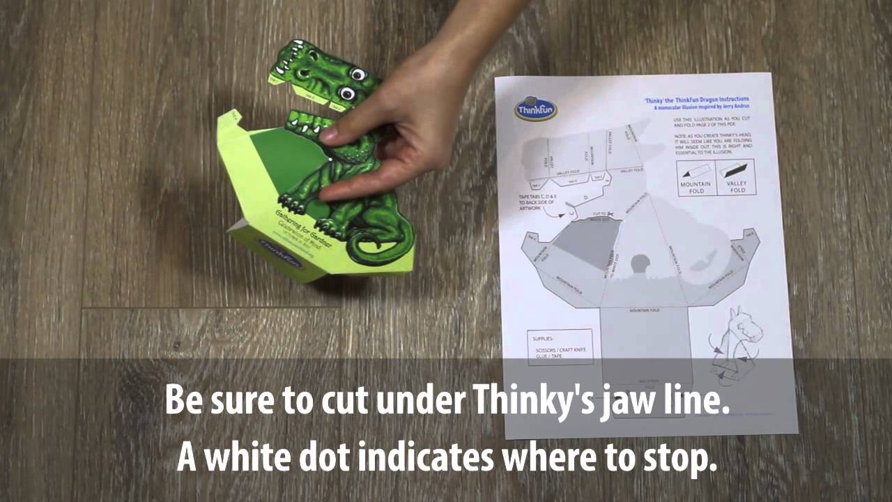 How to Assemble the Thinky the Dragon Optical Illusion