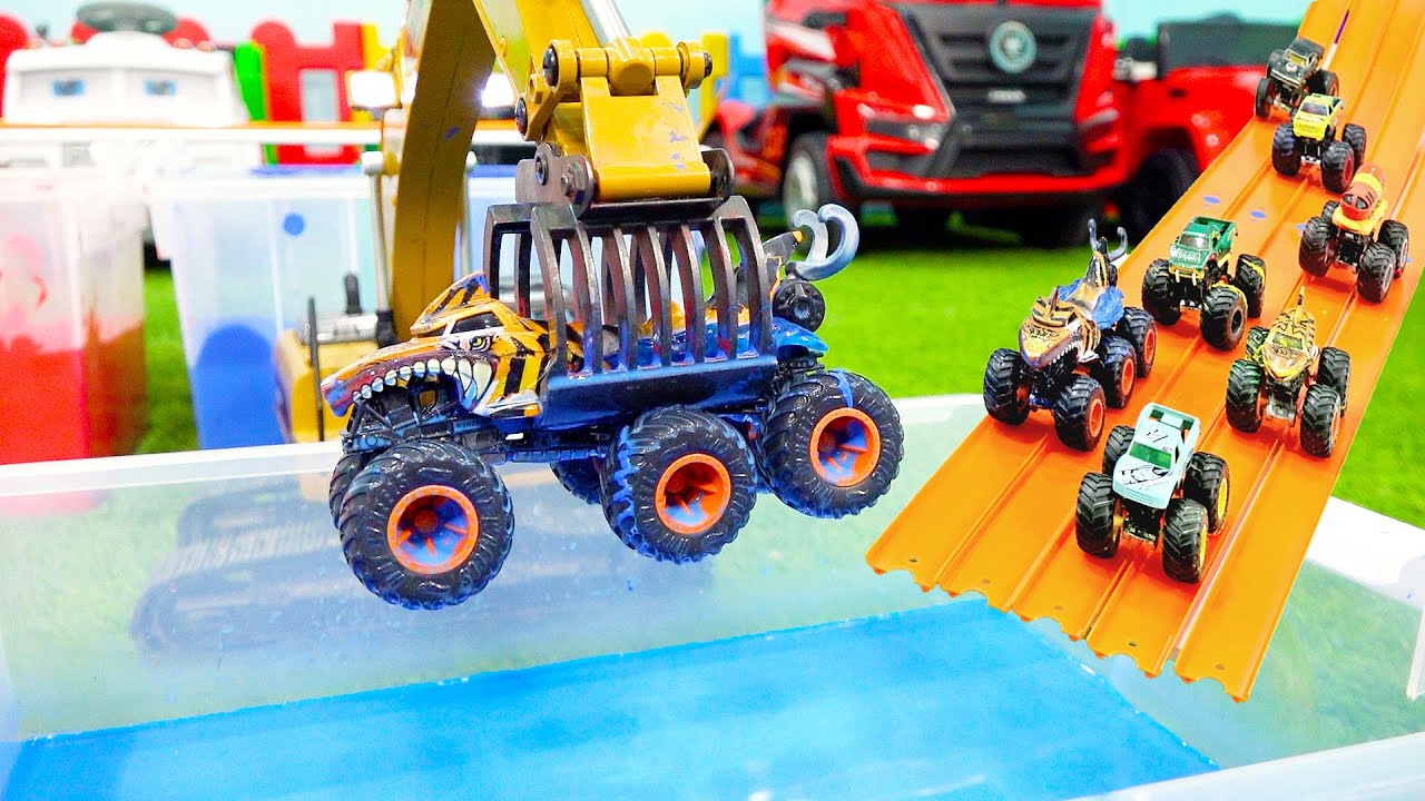 핫휠 몬스터 트럭 자동차 장난감 색깔놀이 포크레인 트럭놀이 Hotwheels Monster Truck Color Play