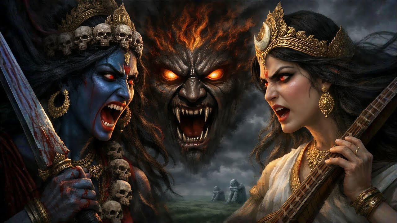 जब माँ काली और माँ सरस्वती हुई अति क्रोध– ब्रह्मांड काँप उठा! 😱 | Hindi story 
