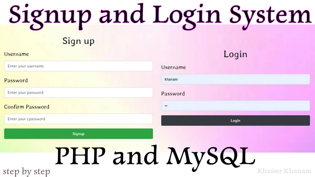 Signup and Login Registration Form using PHP.