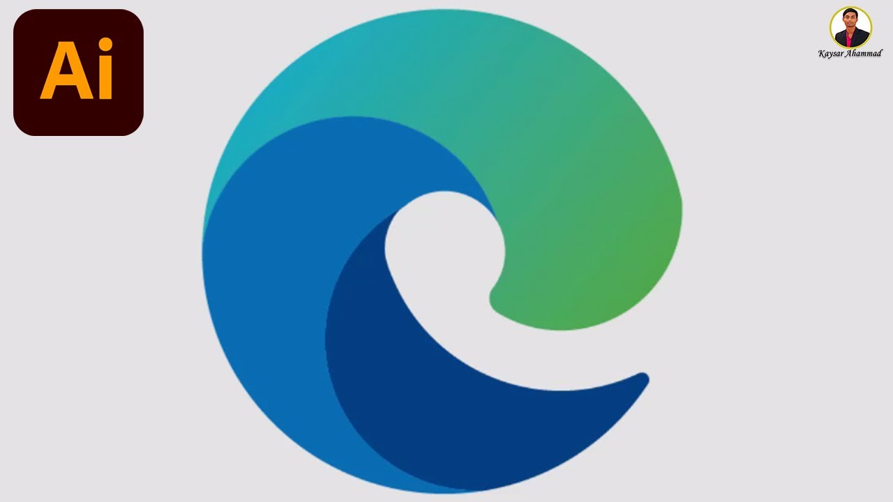 How To Make Microsoft Edge Logo Design in Adobe Illustrator | Kaysar Ahammad