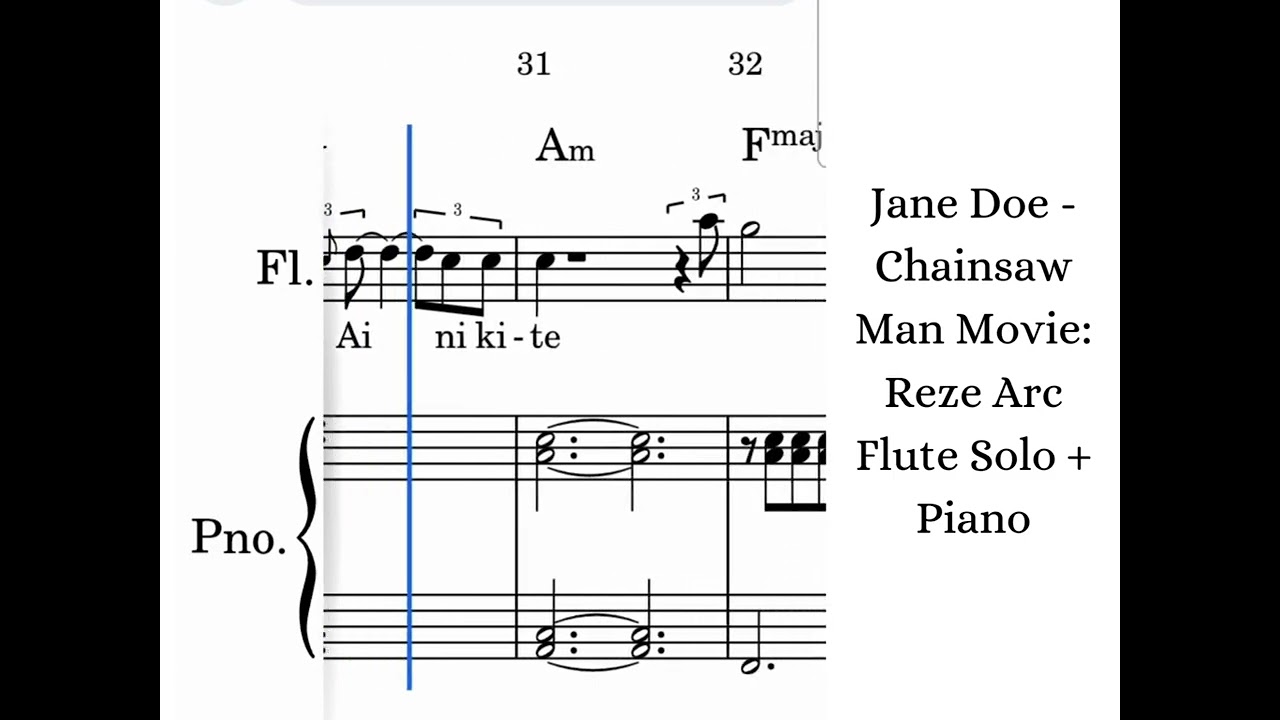 Jane Doe - Chainsaw Man - The Movie: Reze Arc | Flute Solo + Piano Notes