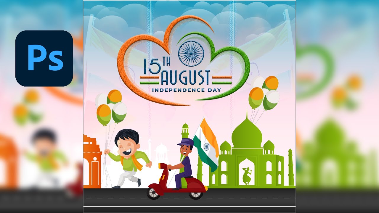 Photoshop | How to Make Independence Day Social Media Post Design, WhatsApp Post Design in 15 August