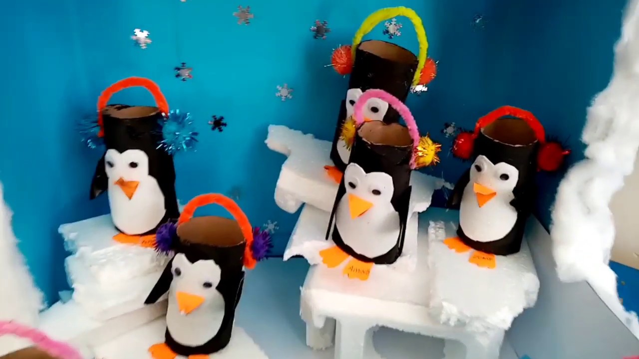 TUVALET KAĞIDI RULOSUNDAN PENGUEN YAPIMI . OKUL ÖNCESİ SANAT ETKİNLİĞİ