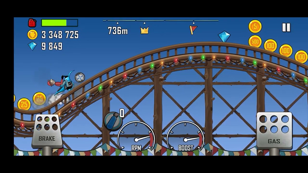 Nuevo video de hoy lunes Hill Climb Racing 1 probando los cuatro autos en la montaña rusa 🎢🏎️🏎️🏎️🏎️