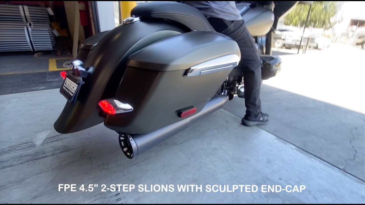 Freedom Motorcycle Exhaust Extended Slipon's replacement for stock Mufflers on the BMW R18 B Bagger