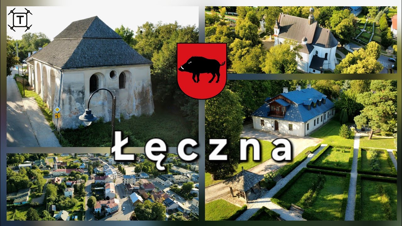 Łęczna (woj. lubelskie) | widok z lotu ptaka | napisy