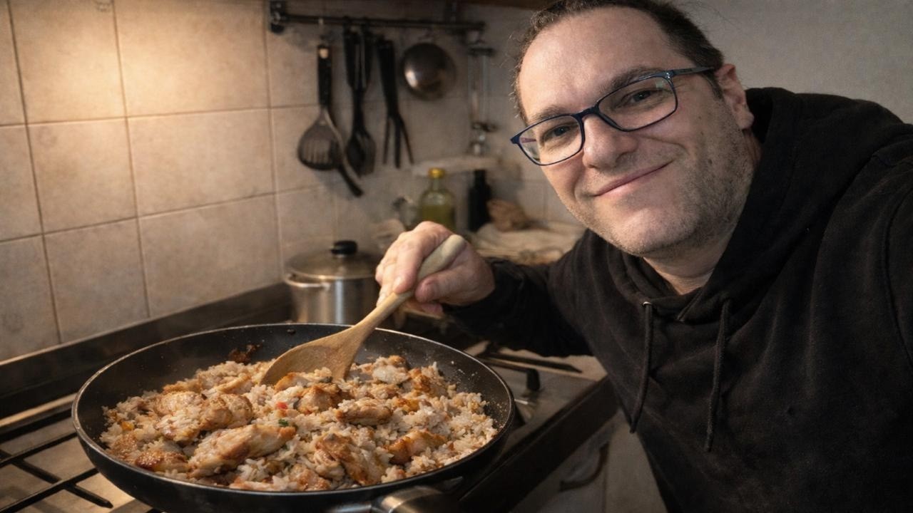 Suoni in cucina 🍳🥄👨🏻‍🍳oggi riso con frittata e pollo 🍚🍗🥚 ASMR ITA