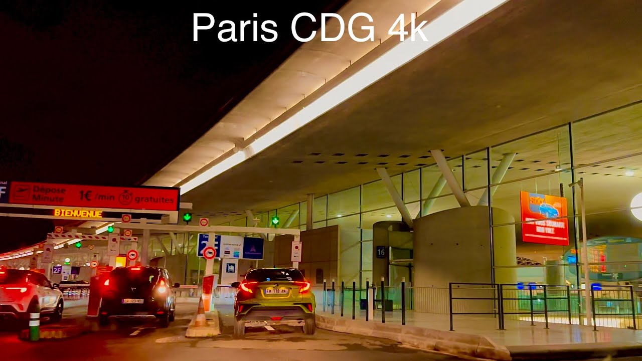 Paris Drive 4k - Roissy CDG Airport by night