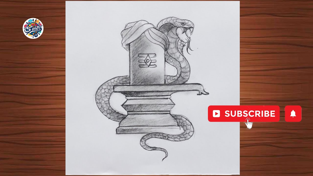 How to Draw Shivling with Naag | Easy Mahadev Pencil Sketch for Beginners ✨