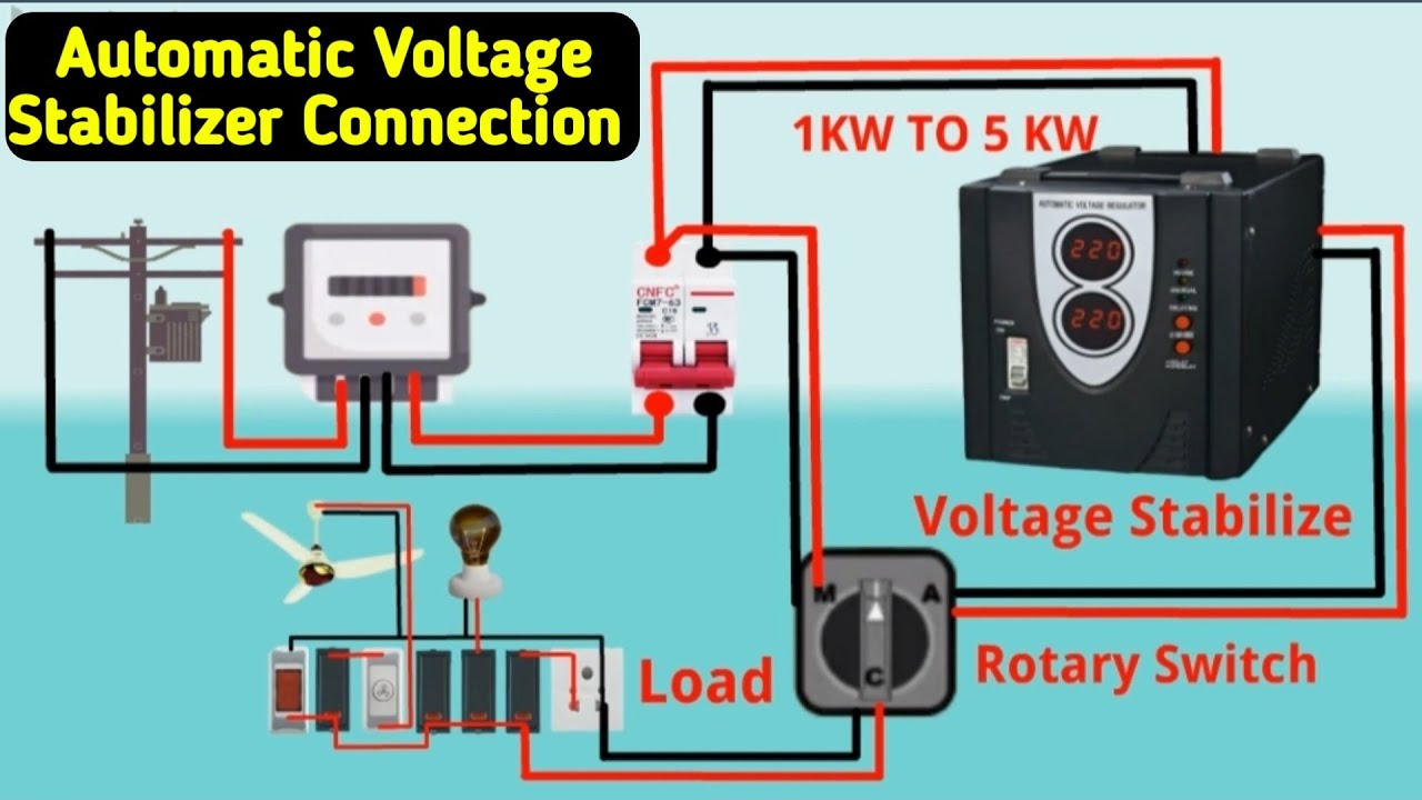 How to Install Voltage Stabilizer Connection With Rotary Changeover Switch 