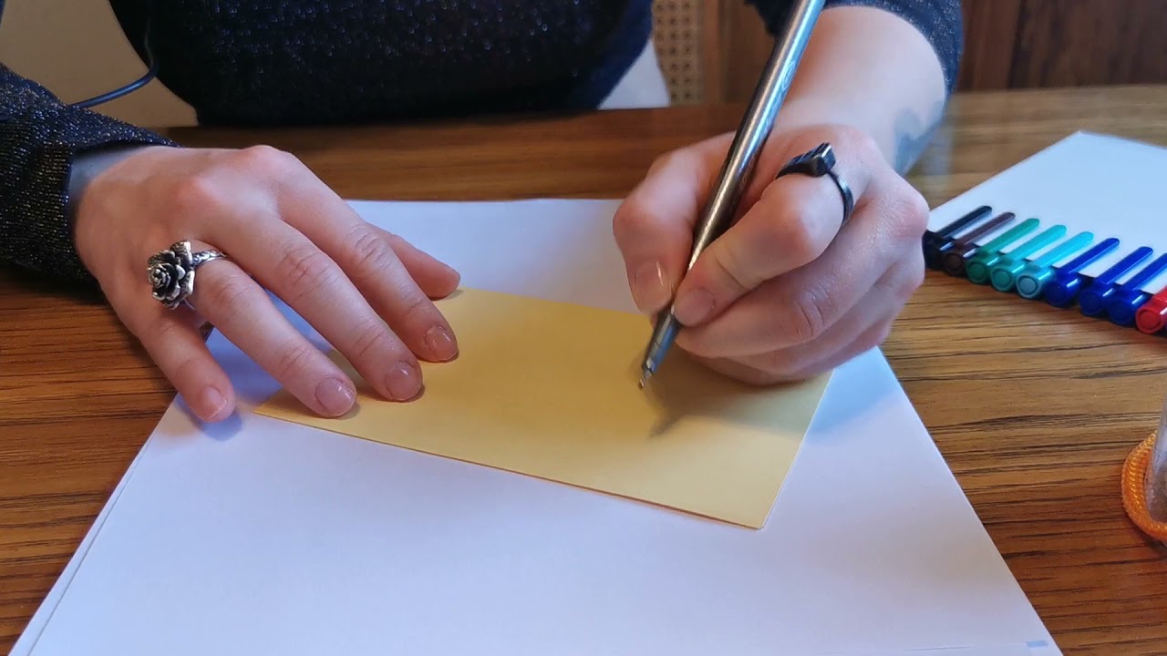 ASMR left-handed doodling & writing, decorating envelope (no talking)