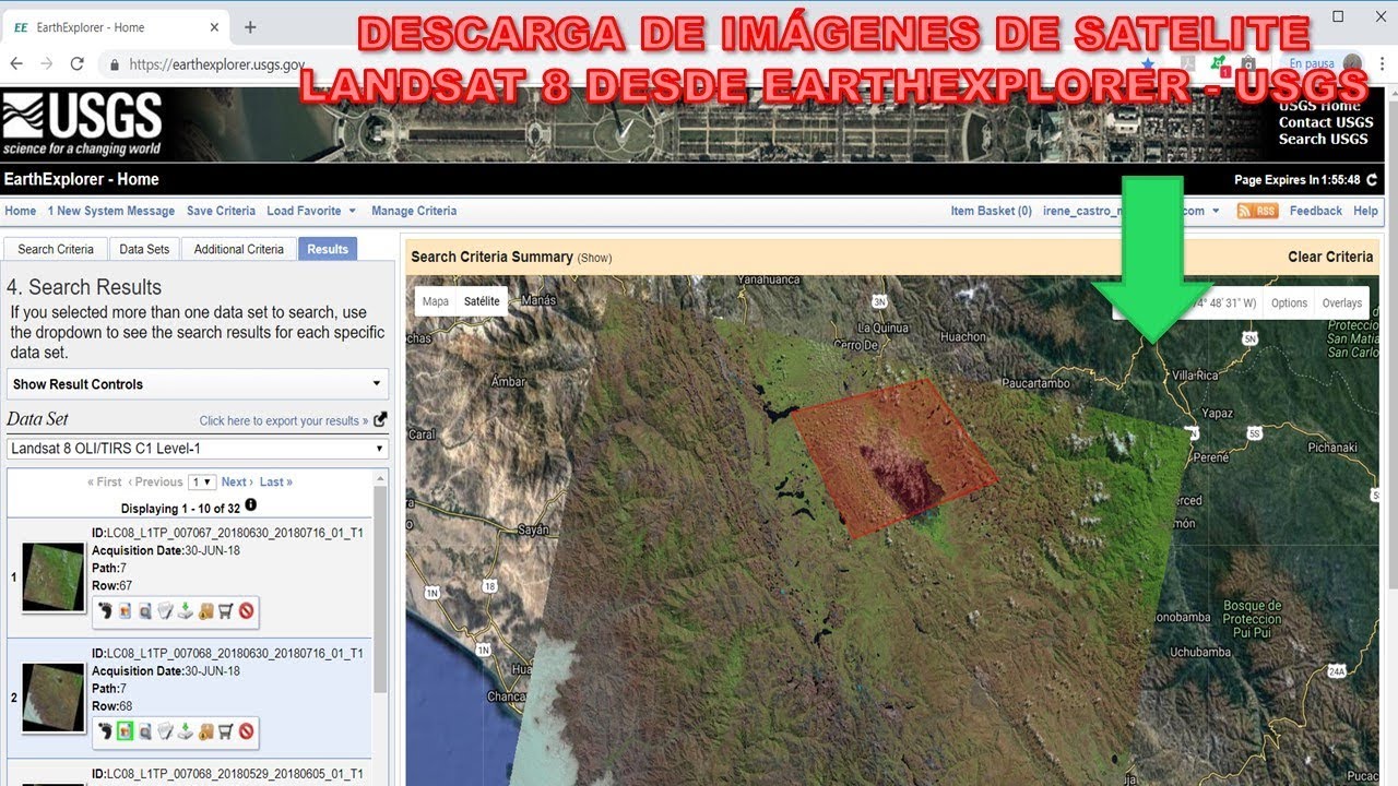 COMO BAJAR IMAGENES  DE SATELITE LANDSAT8 DESDE EARTHEXPLORER