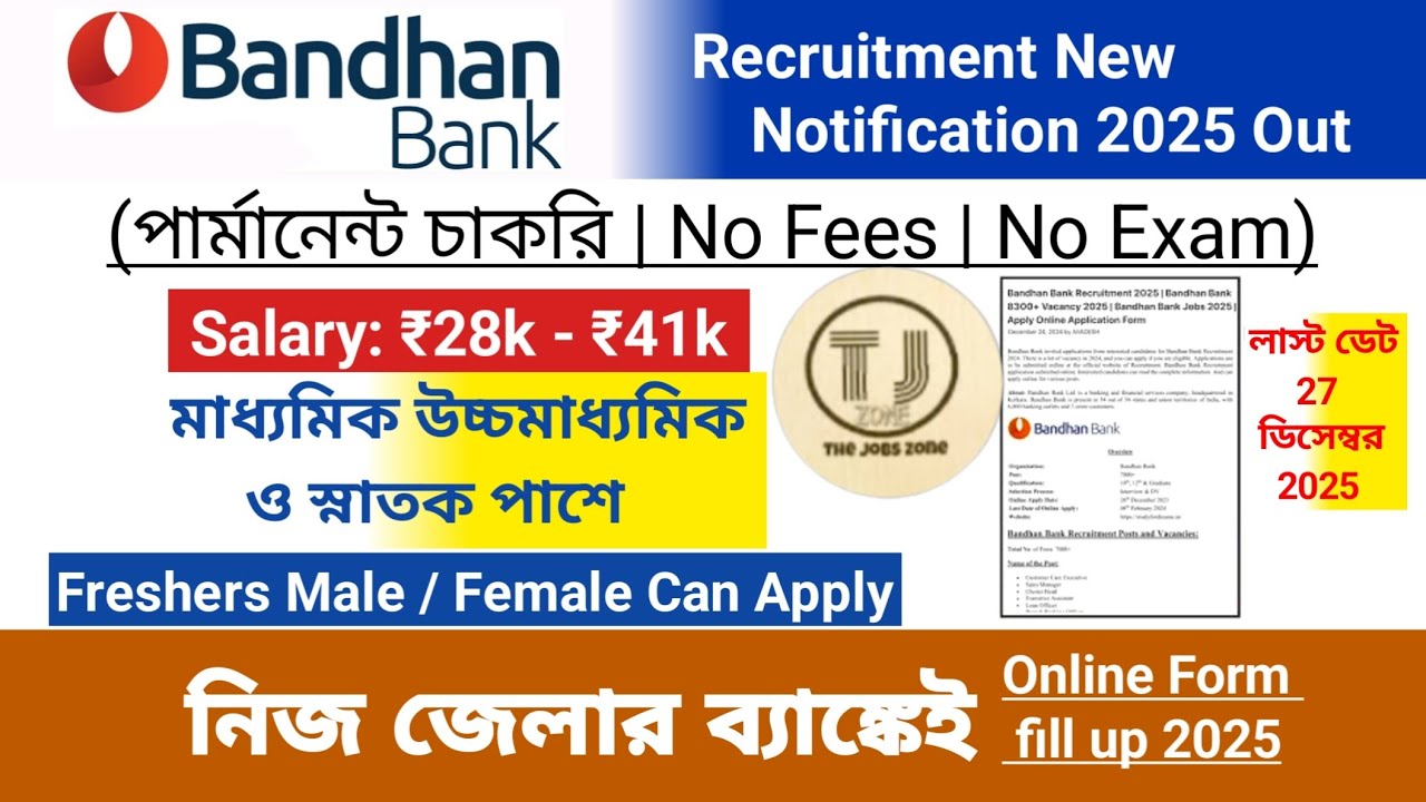 Bandhan Bank Recruitment 2025 | Bandhan Bank Recruitment 2025 | Bandhan Bank Jobs 2025
