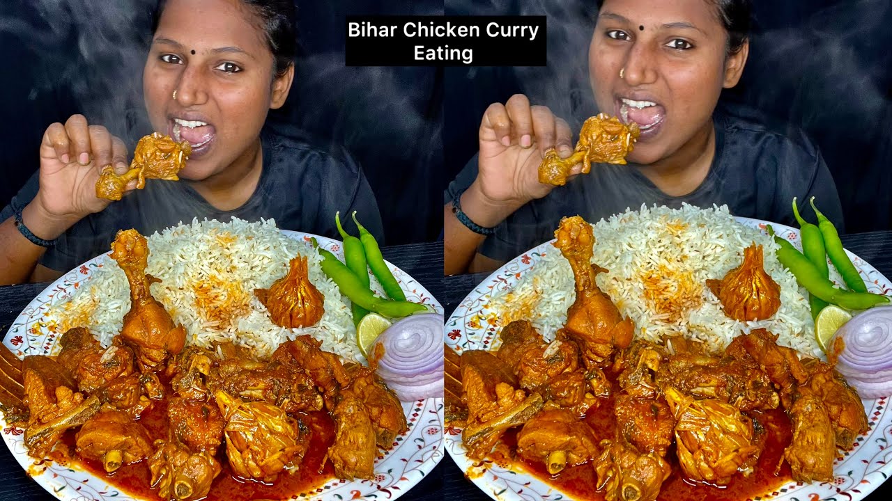 Bihar Chicken Curry, Basmati Zeera Rice Eating Challenge | Video 194