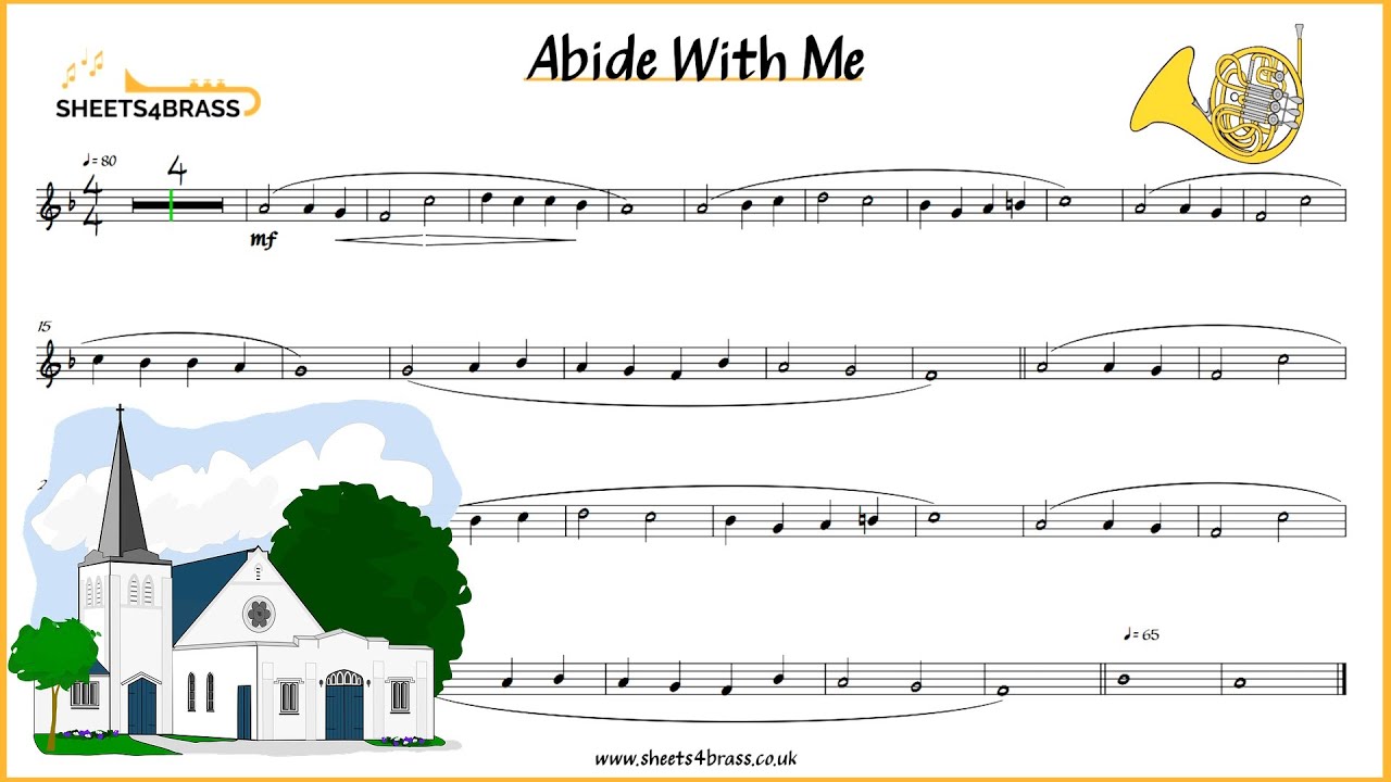 Abide with Me (Eventide) - French Horn Solo with Sheet Music and Play Along