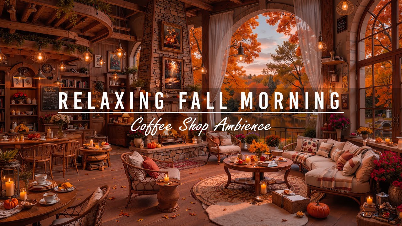 Warm Coffee Shop Ambience 🍂 Cozy Morning with Relaxing Jazz Instrumental Music for Work,Study,Focus