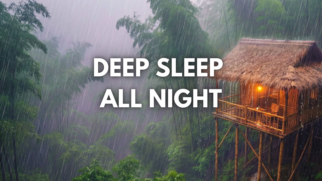 Rain and Thunder Sounds 🌿 Bamboo Forest Storm (10 Hrs Black Screen) #rainandthundersounds