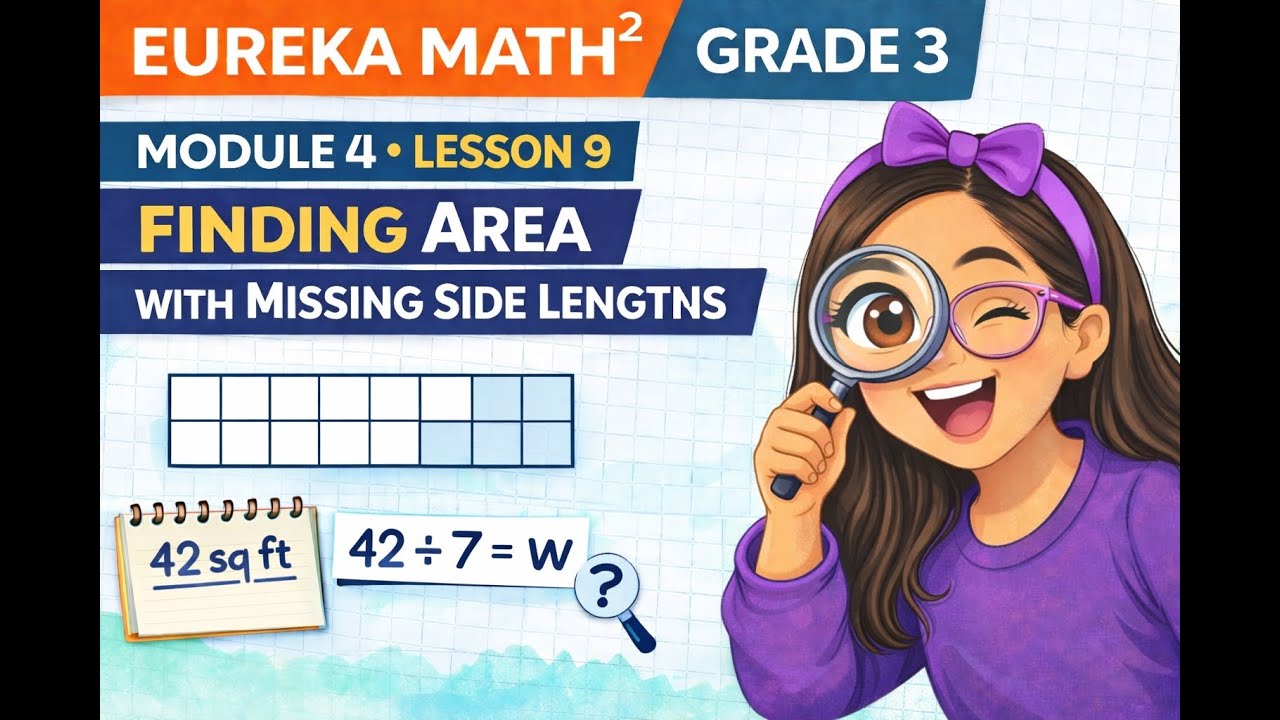 Eureka Math² Grade 3 M4-L9 | Finding Area with Missing Side Lengths