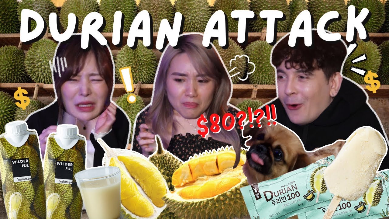 💚💯 TRYING DURIAN WITH @TheWorldofDave  & @theworldoferina115 - Will they like it?? 🤔💥