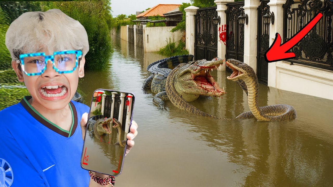 GAWAT!!! TEREKAM CCTV BANJIR BESAR DI DEPAN RUMAH SAMPAI MUNCUL BUAYA GIGAS YANG MENEGERIKAN!